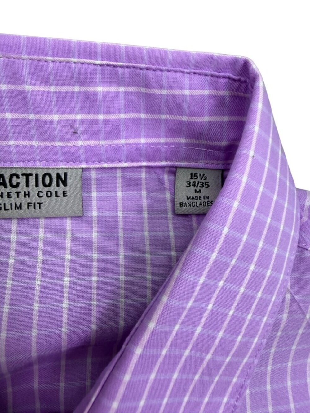 Kenneth Cole Reaction Mens Lavender Cotton Flex Slim Fit Long Sleeve Dress Shirt - Picture 5 of 7